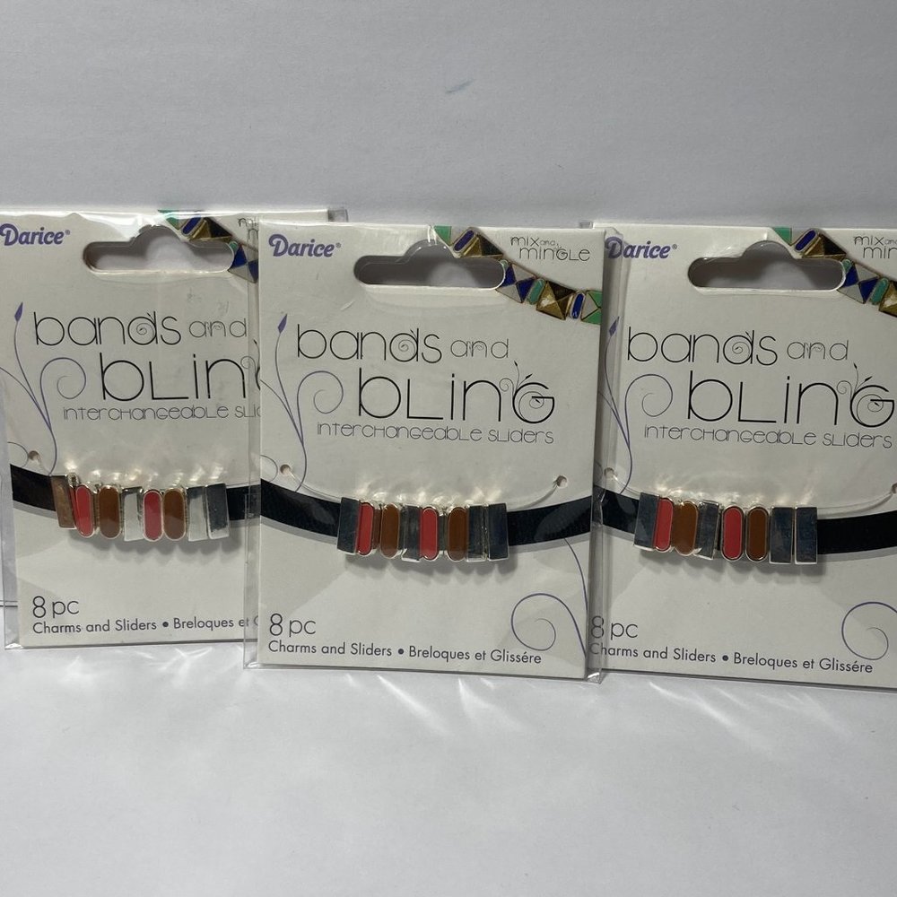 Jewelry Charm Sliders Brown Silver 3 Packs Mix and Mingle Darice Bands a Bling